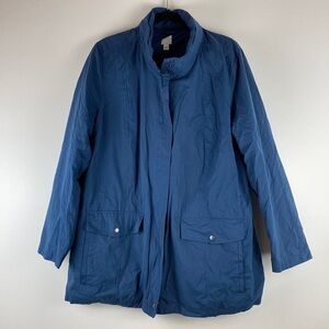 J. Jill Removable Hood Blue Lined Coat Jacket Size XL